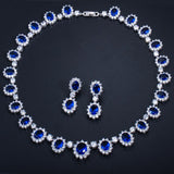 Silver Necklace, Earrings & Bracelet Set "Royale"-Jewelry-Pisani Maura-Blue-45 cm-Pisani Maura