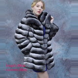 Chinchilla Fur Coat with Hoodie "Elegance"-Fur coat-Pisani Maura-RB-039-5XL-Pisani Maura