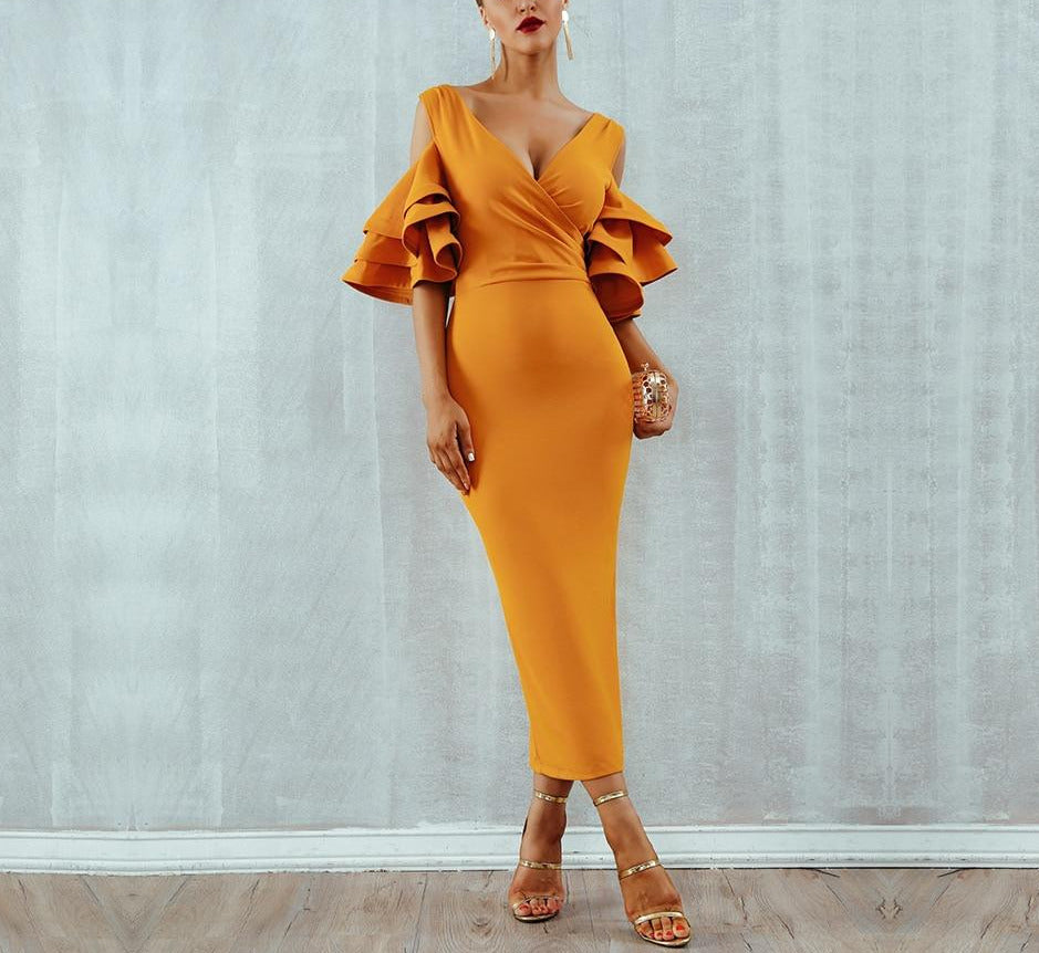 mustard yellow bandage dress Boohoo mustard yellow bandage dress size 6
