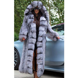 Genuine Fox Fur Coat with Hoodie "Signature"-Fur coats-Pisani Maura-as picture-S fur bust 88cm-Pisani Maura