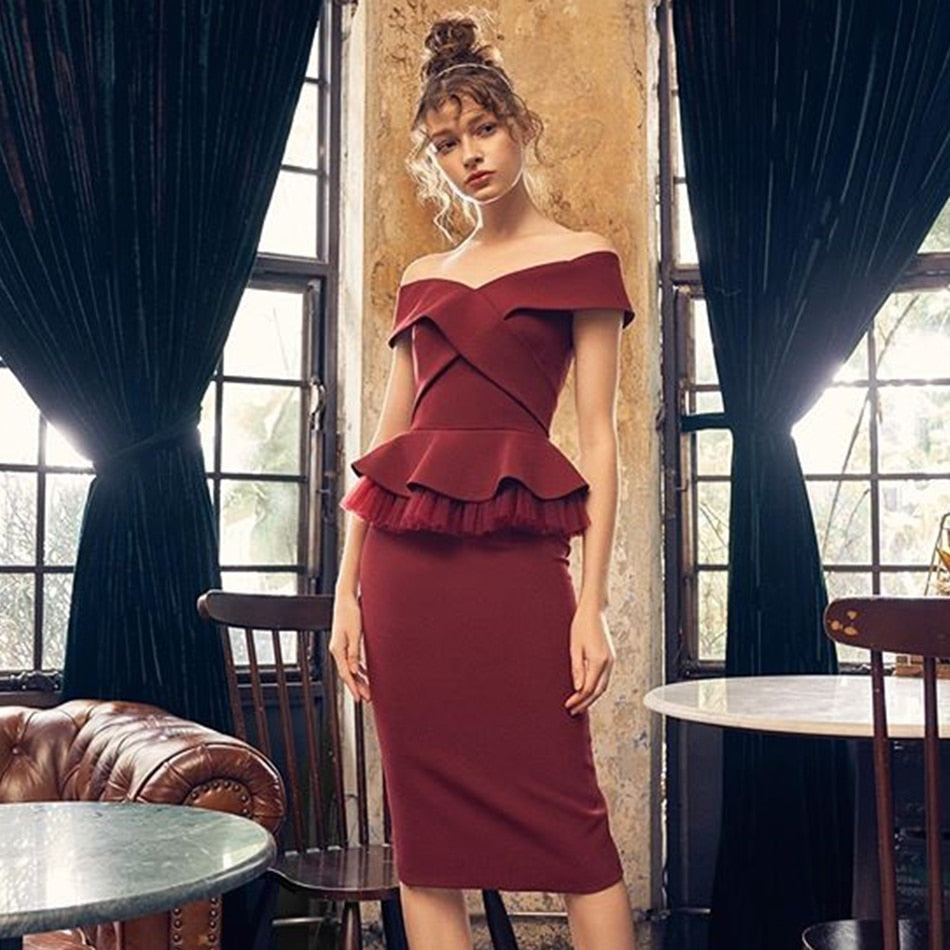 Dress Set Top & Skirt "Queen of hearts"-Dress-Pisani Maura-Wine Red Sets-XS-Pisani Maura