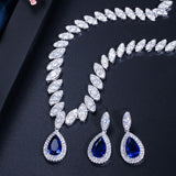 Necklace & Earrings Set "Tear Drop"-Jewelry-Pisani Maura-Blue-45 cm-Pisani Maura
