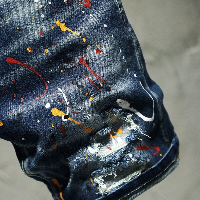 Ripped Denim Shorts "Pollock"
