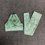 Yoga 3 pieces Suit "Camouflage"-Sport clothing-Pisani Maura-bra green set 2pcs-S-China-Pisani Maura