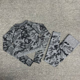 Yoga 3 pieces Suit "Camouflage"-Sport clothing-Pisani Maura-black set 2pcs-S-China-Pisani Maura