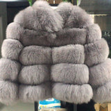 Fox Genuine Fur Coat "Original"-Fur coat-Pisani Maura-light grey 60-S-Pisani Maura