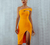 Single Shoulder Dress "Celebrity"-Dress-Pisani Maura-Yellow-XS-Pisani Maura