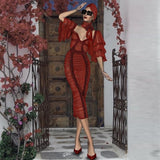 Lace V Neck Sleeveless Dress "Red Carpet"