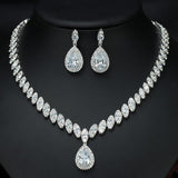 Necklace & Earrings Set "Tear Drop"-Jewelry-Pisani Maura-White-45 cm-Pisani Maura