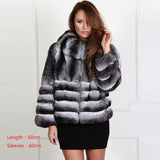 Chinchilla Fur Coat and Hoodie "Elegance"-Fur coat-Pisani Maura-RB-117-S-Pisani Maura
