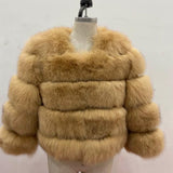 Fox Genuine Fur Coat and Hoodie "Rapper"-Fur coat-Pisani Maura-50cm 6-S-Pisani Maura