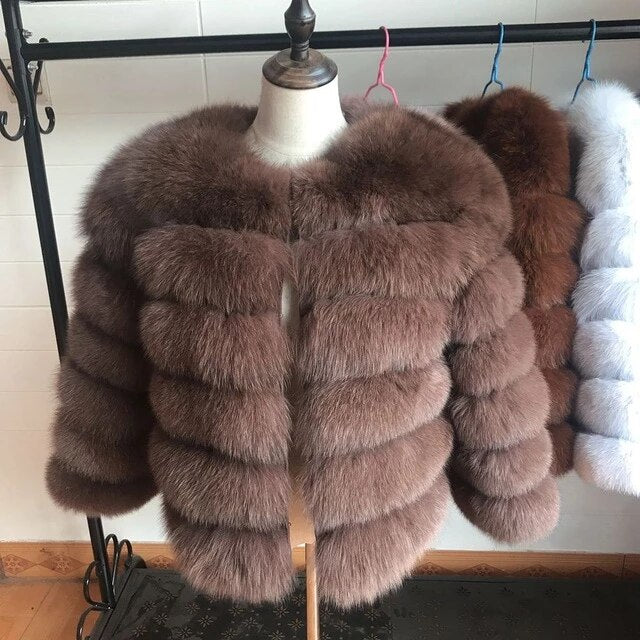 Fox Genuine Fur Coat and Hoodie "Rapper"-Fur coat-Pisani Maura-50cm 8-S-Pisani Maura