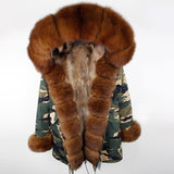 Fox Fur Genuine Long Parka "Passion"-Fur parka-Pisani Maura-camo brown fur-S-Pisani Maura