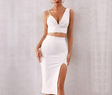 Dress Set Top & Skirt "Elegance"-Dress-Pisani Maura-White-XS-Pisani Maura