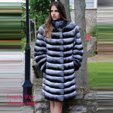Chinchilla Fur Coat with Hoodie "Elegance"-Fur coat-Pisani Maura-RB-059-5XL-Pisani Maura