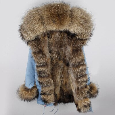 Fox Fur Genuine Long Parka "Passion"-Fur parka-Pisani Maura-blue nature fur-S-Pisani Maura