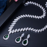 Necklace & Earrings Set "Tear Drop"-Jewelry-Pisani Maura-Green-45 cm-Pisani Maura