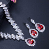 Necklace & Earrings Set "Tear Drop"-Jewelry-Pisani Maura-Red-45 cm-Pisani Maura