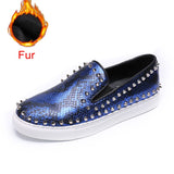 Mocassins "Snake"-Shoes-Pisani Maura-Fur blue pattern-38-Pisani Maura