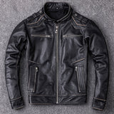 Distressed Leather Jacket "Believe"
