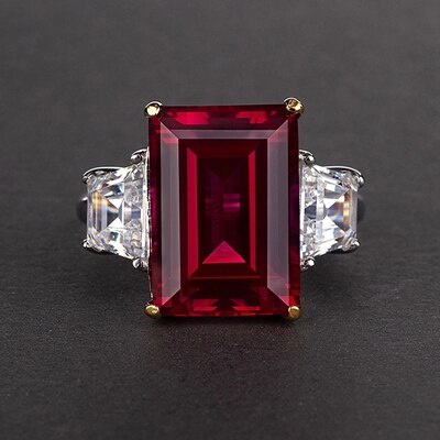 Silver Ring "Baguette"-Jewelry-Pisani Maura-5-Red-Pisani Maura