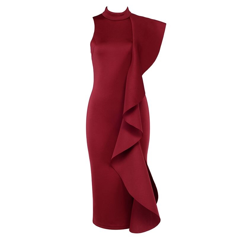 Sleeveless Dress "Ribbon"-Dress-Pisani Maura-Wine Red-S-Pisani Maura
