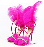 Sandals Hi-Heels "Feathers"-Sandals-Pisani Maura-rose red-35-Pisani Maura