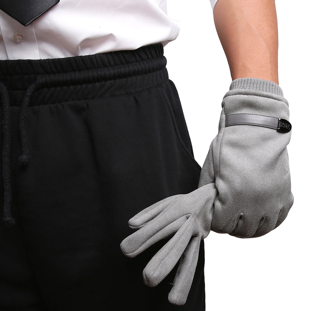 SUEDE LEATHER GLOVES-Gloves-Pisani Maura-Gray-One Size-Pisani Maura