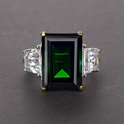 Silver Ring "Baguette"-Jewelry-Pisani Maura-5-Green-Pisani Maura