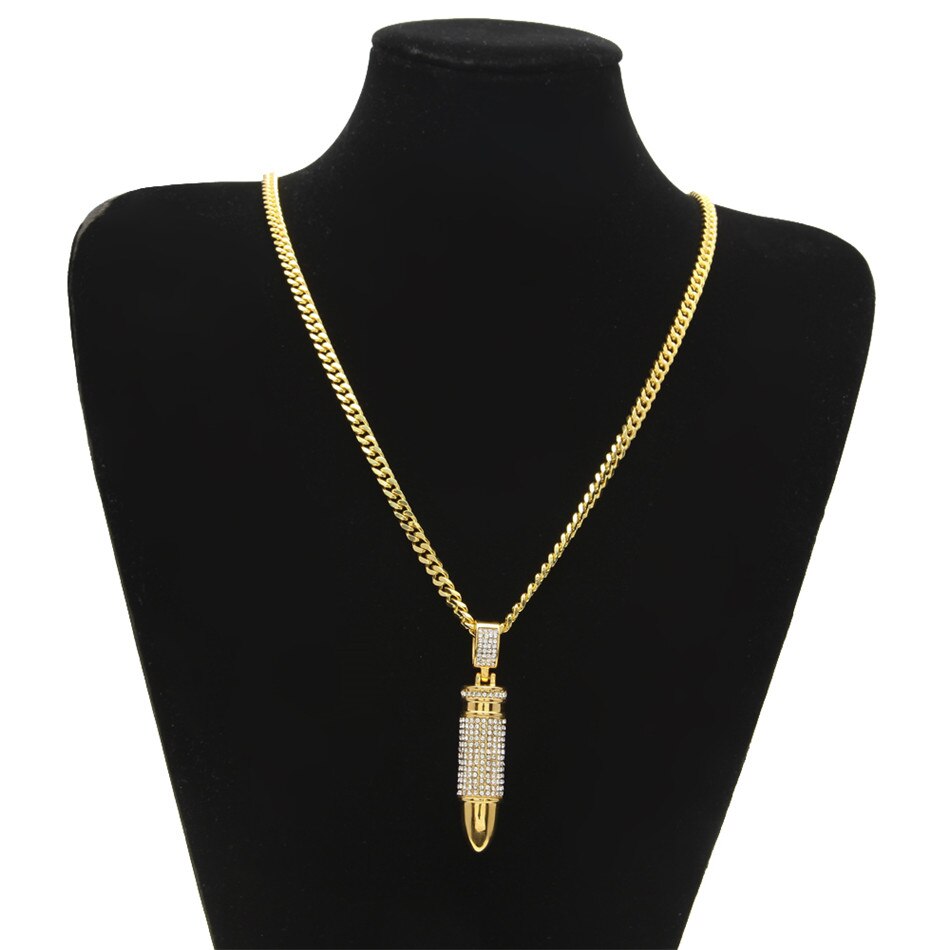 ICED OUT NECKLACE "BULLET"-Jewelry-Pisani Maura-gold-Pisani Maura