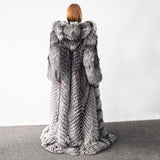 Genuine Fox Fur Coat with Hoodie "Elegance"-Fur coats-Pisani Maura-as picture-S Bust size 88 cm-Pisani Maura