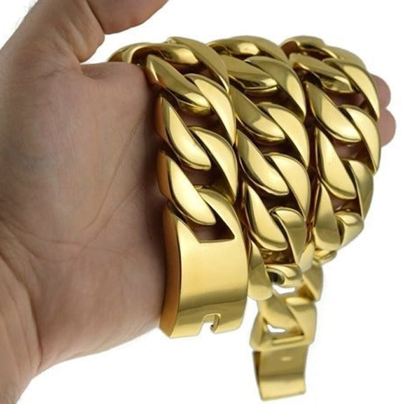 MIAMI GOLDEN CUBAN CHAIN NECKLACE "ALL OUT"-Jewelry-Pisani Maura-Pisani Maura