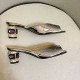 Sandals Lo-Heels "Mirrors"-Sandals-Pisani Maura-Silver-36-Pisani Maura