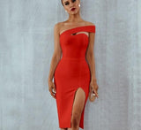 Single Shoulder Dress "Celebrity"-Dress-Pisani Maura-Red-XS-Pisani Maura