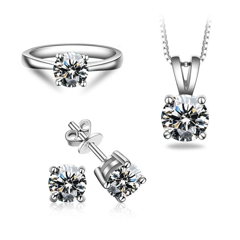 Silver Ring, Earrings & Necklace Set "Diamonds"-Jewelry-Pisani Maura-Pisani Maura