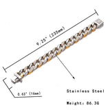 CUBAN ICED OUT BRACELET DUAL COLOUR-Bracelet-Pisani Maura-Silver Color-Chain-23.5cm-Pisani Maura