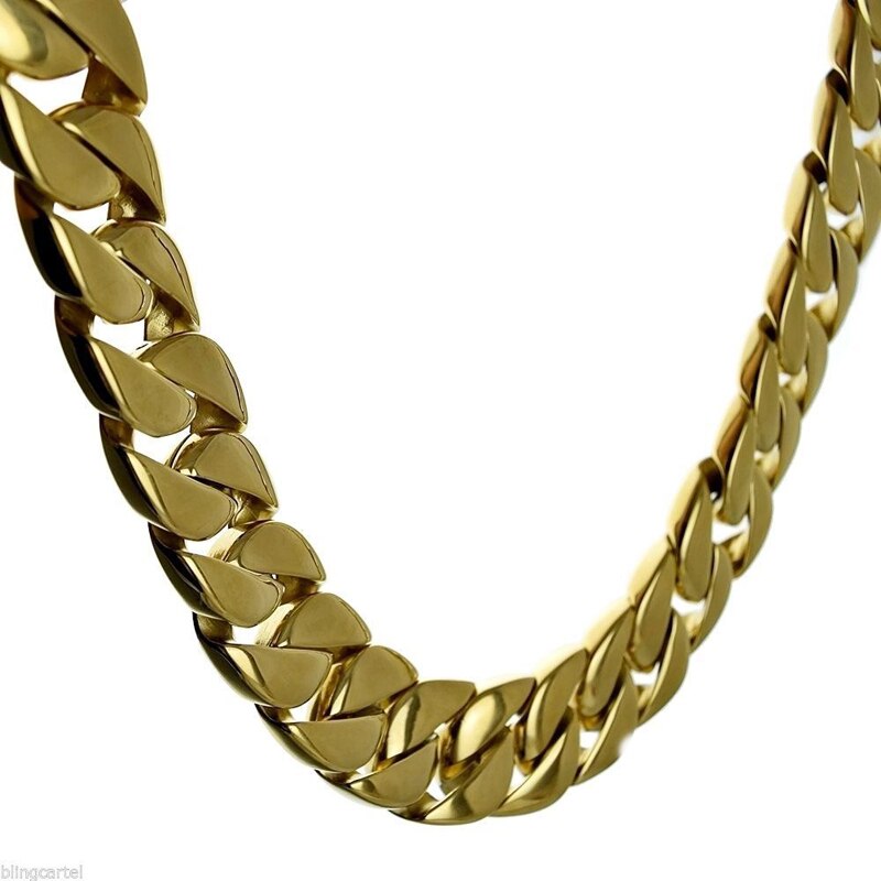 MIAMI GOLDEN CUBAN CHAIN NECKLACE "ALL OUT"-Jewelry-Pisani Maura-Pisani Maura