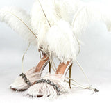 Sandals Hi-Heels "Feathers"-Sandals-Pisani Maura-white-35-Pisani Maura