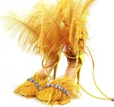 Sandals Hi-Heels "Feathers"-Sandals-Pisani Maura-yellow-35-Pisani Maura