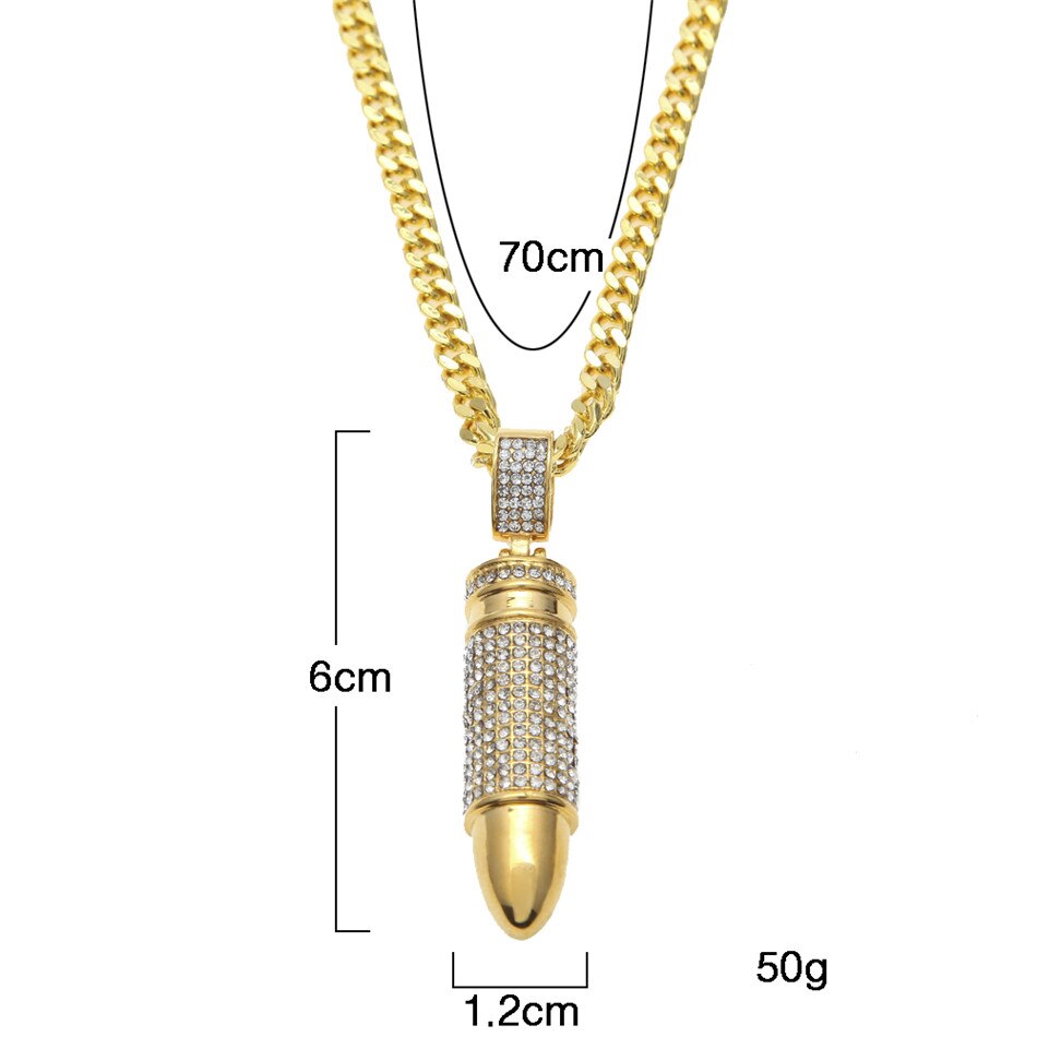 ICED OUT NECKLACE "BULLET"-Jewelry-Pisani Maura-gold-Pisani Maura