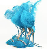Sandals Hi-Heels "Feathers"-Sandals-Pisani Maura-blue-35-Pisani Maura