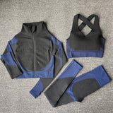 Yoga 3 pieces Set "Freedom"-Sport clothing-Pisani Maura-3PcsSetBlue-S-China-Pisani Maura