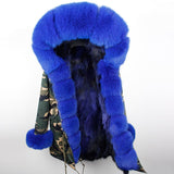 Fox Fur Genuine Long Parka "Passion"-Fur parka-Pisani Maura-camo blue fur-S-Pisani Maura