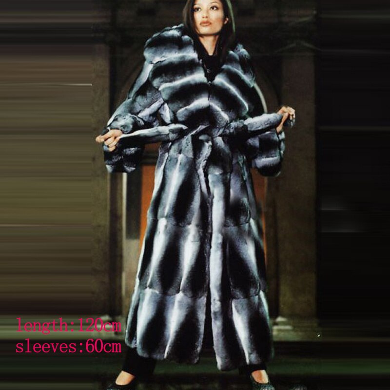 Chinchilla Fur Coat with Hoodie "Elegance"-Fur coat-Pisani Maura-RB-124-5XL-Pisani Maura