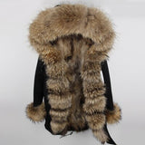 Fox Fur Genuine Long Parka "Passion"-Fur parka-Pisani Maura-black nature fur-S-Pisani Maura