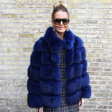 Fox Genuine Fur Coat "Original"-Fur coat-Pisani Maura-blue 60cm-S-Pisani Maura