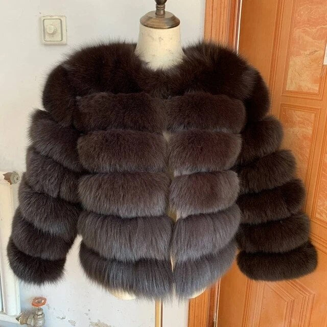 Fox Genuine Fur Coat and Hoodie "Rapper"-Fur coat-Pisani Maura-50cm 9-S-Pisani Maura