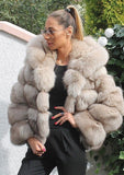 Fox Genuine Fur Coat and Hoodie "Rapper"-Fur coat-Pisani Maura-khaki-S-Pisani Maura