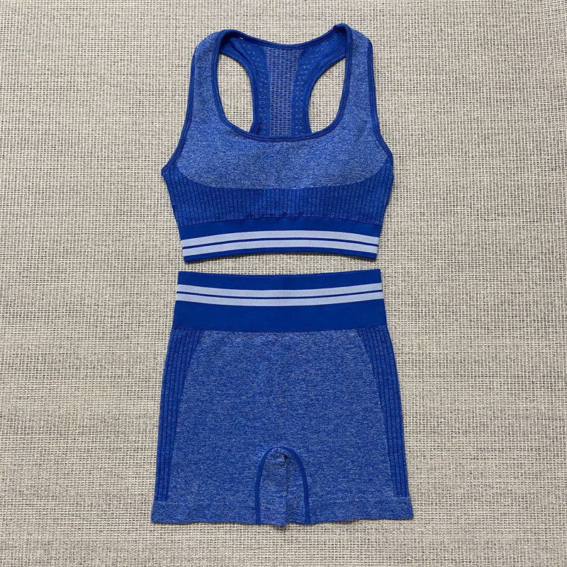 Yoga 4 pieces Suit "Brave"-Sport clothing-Pisani Maura-Blue short set 2pcs-XS-China-Pisani Maura