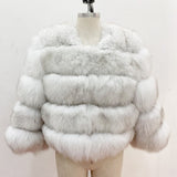 Fox Genuine Fur Coat and Hoodie "Rapper"-Fur coat-Pisani Maura-50cm 4-S-Pisani Maura